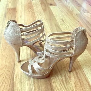 Gold Glitter Platform Sandals